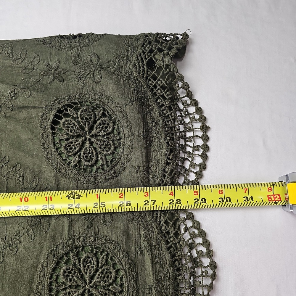 Just Found Women's Size 2X Shift Dress Olive Green Peasant Embroidered  Boho - Picture 11 of 11